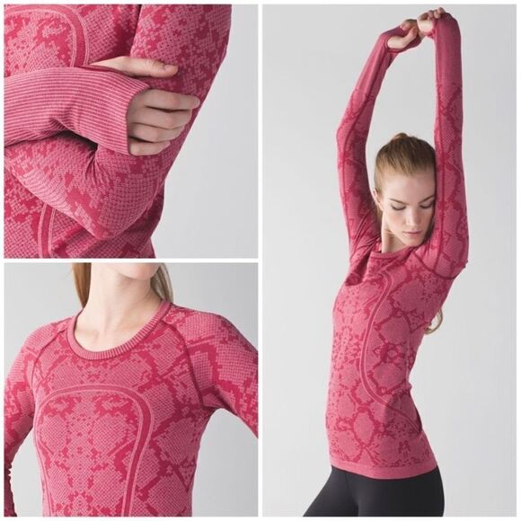 Lululemon Swiftly Tech Long Sleeve Crew Sz 4 In Heathered Cranberry - Picture 5 of 8